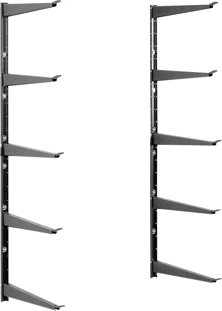 Heavy Duty Lumber Storage Rack by Delta Cycle, Holds Up to 800 lbs - Easy to Install Wood Storage Rack with Fully Adjustable Arms - Steel Construction Storage Solution for Garage, Basement & Pantry