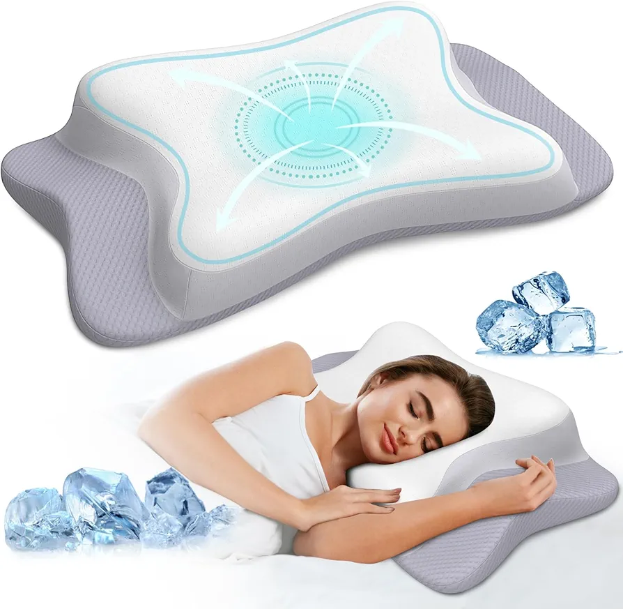 Cervical Pillow for Neck Pain Relief, Ergonomic Neck Pillow Side Sleeper Pillow for Adults, Cooling Contour Memory Foam Pillows for Sleeping, Orthopedic Bed Pillow for Side Back Stomach Sleepers