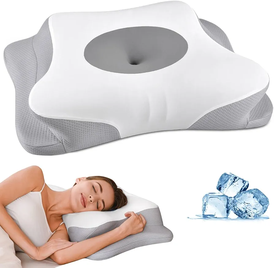 Cervical Neck Pillow - Memory Foam Pillows for Neck Pain Relief, Ergonomic Contour Side Sleeper Pillow for Sleeping, Orthopedic Neck Bed Pillow for Back & Stomach Sleepers with Pillowcase