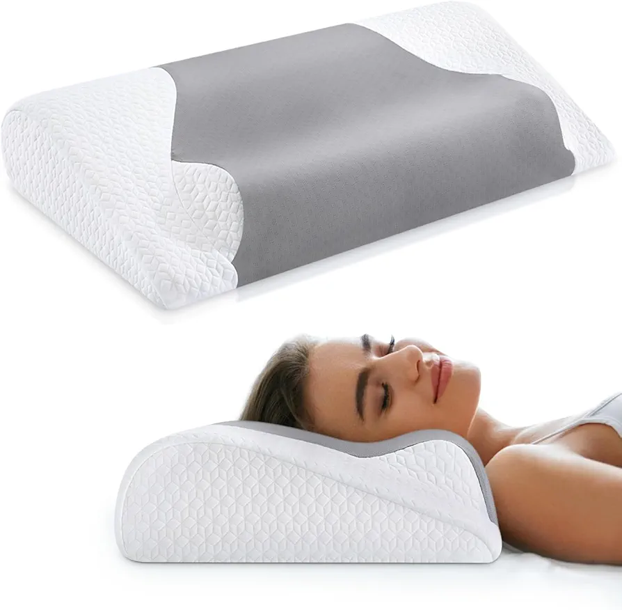 Cervical Neck Pillows for Sleeping,Ultra Soft Memory Foam Pillow, Cooling Ergonomic Contour Bed Pillow for Side, Back, Stomach Sleepers with Pillowcase