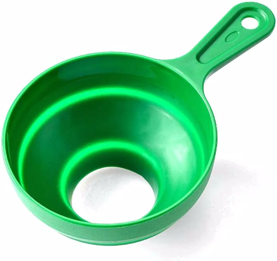 Silicone Folding Telescopic Funnel Collapsible Fluids Filler Anti-Leakage Liquid Jam Funnel Filling Wide Mouth Funnel with Handle Kitchen Tools(Green)