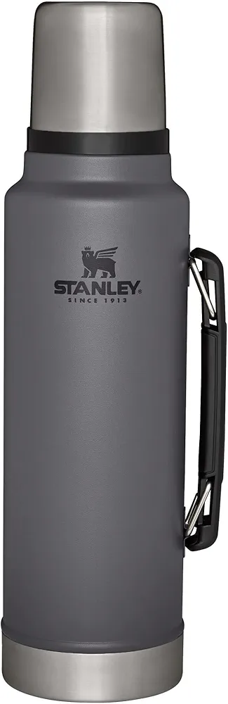 Stanley Classic Vacuum Insulated Wide Mouth Bottle - Charcoal - BPA-Free 18/8 Stainless Steel Thermos for Cold & Hot Beverages - 1.5 QT