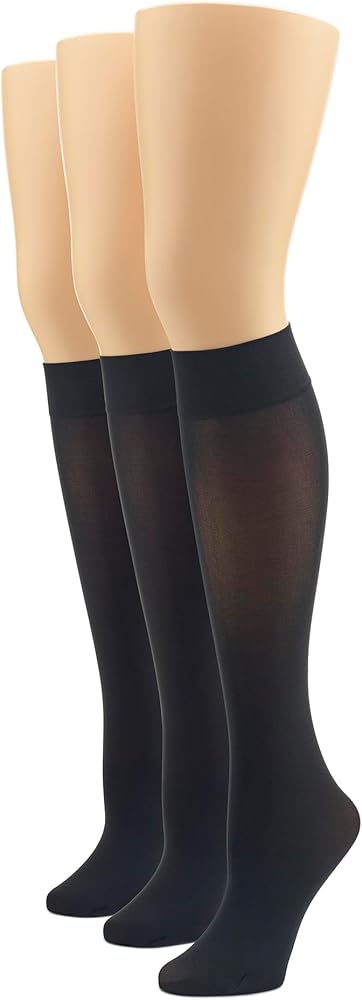 HUE Women's Soft Opaque Knee High Socks (Pack of 3)