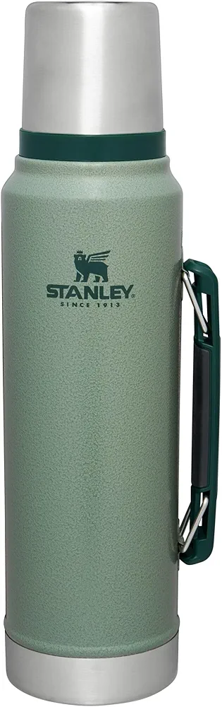 Stanley Classic Vacuum Insulated Wide Mouth Bottle - Hammertone Green - BPA-Free 18/8 Stainless Steel Thermos for Cold & Hot Beverages - 1.1 QT