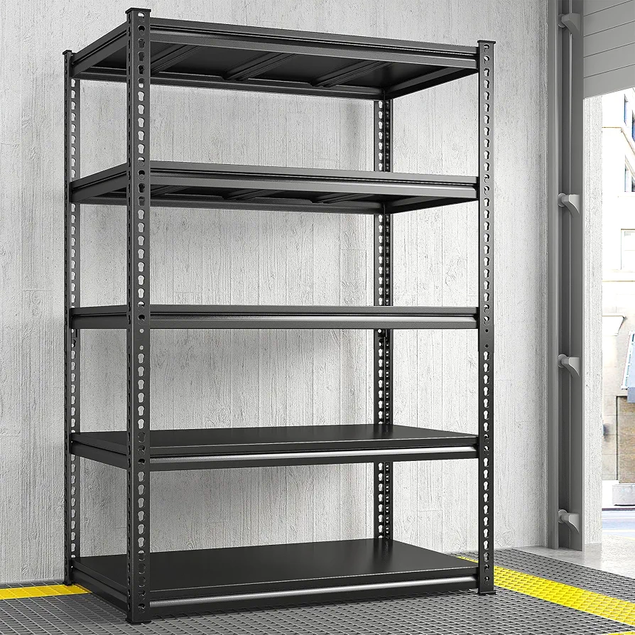 REIBII 72"H Garage Shelving Load 2500 Lbs Garage Storage Shelves Heavy Duty Shelving 5-Tier Adjustable Garage Shelves Sturdy Metal Shelves for Storage Garage Shelf Industrial Shelving 72"H x36"W x18"D