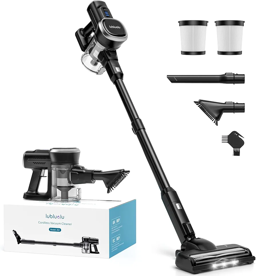 Lubluelu Cordless Vacuum Cleaner, Max 50 Mins Runtime, Stick Vacuum with Touch Screen,Lightweight Vacuum for Carpet, Home Hardwood Floor and Pet Hair.