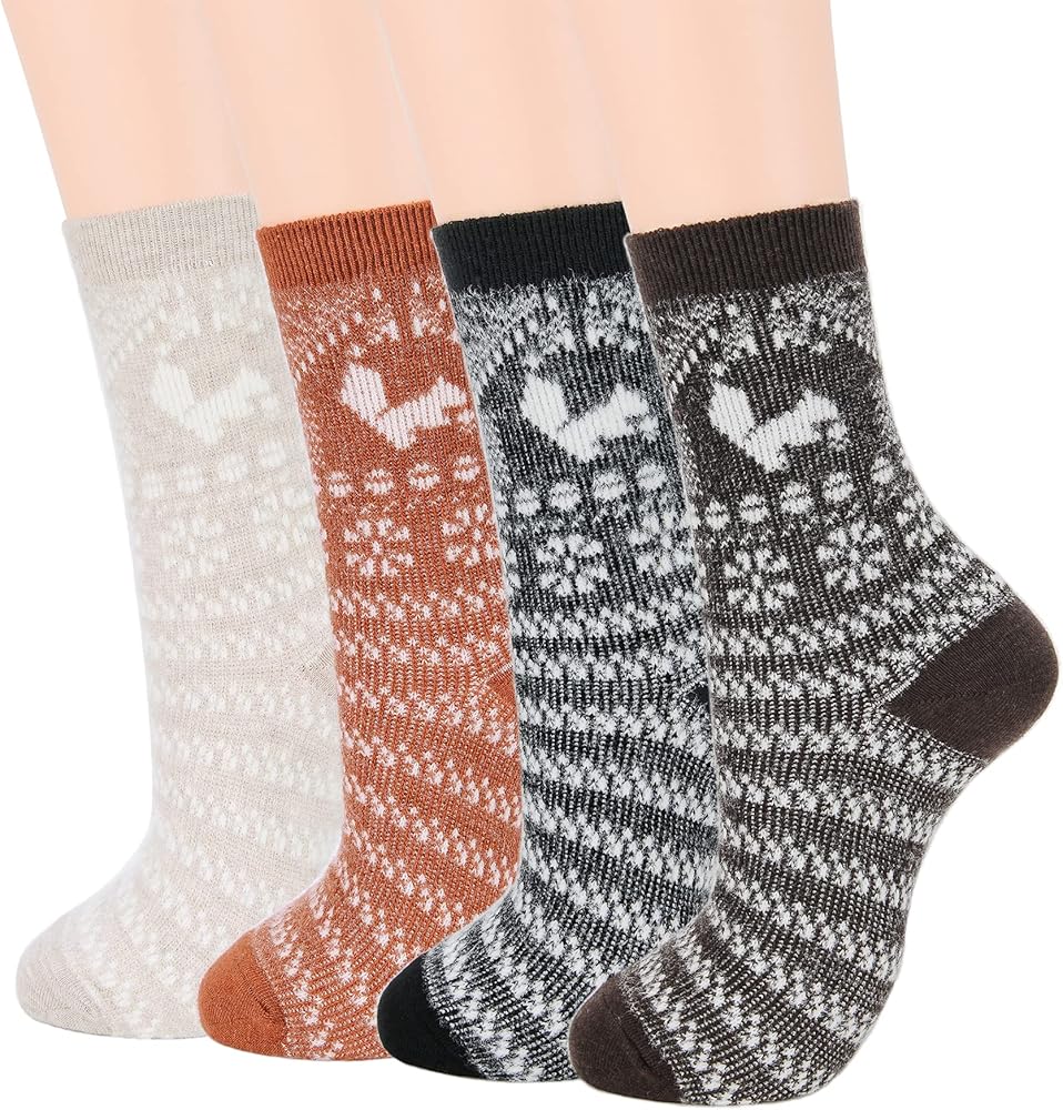 Zando Womens Wool Socks Winter Athletic Socks Crew Sock Warm Hiking Merino Wool Socks Soft Thick Mid Calf