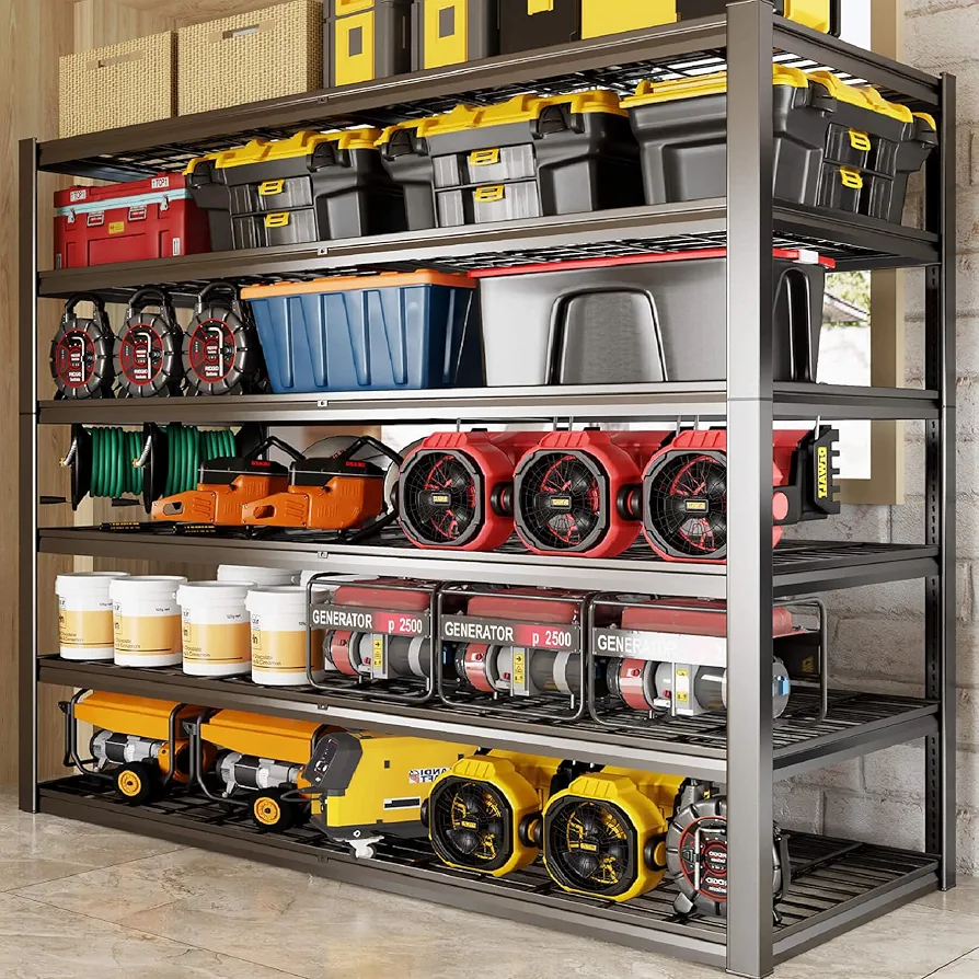 6 Tier Garage Shelving Heavy Duty, 56" W Garage Storage Shelves, 3900LBS Capacity Adjustable Metal Shelves Units, 84" H Industrial Shelf, Garage Storage Shelving Unit, 56" W*84" H*24" D