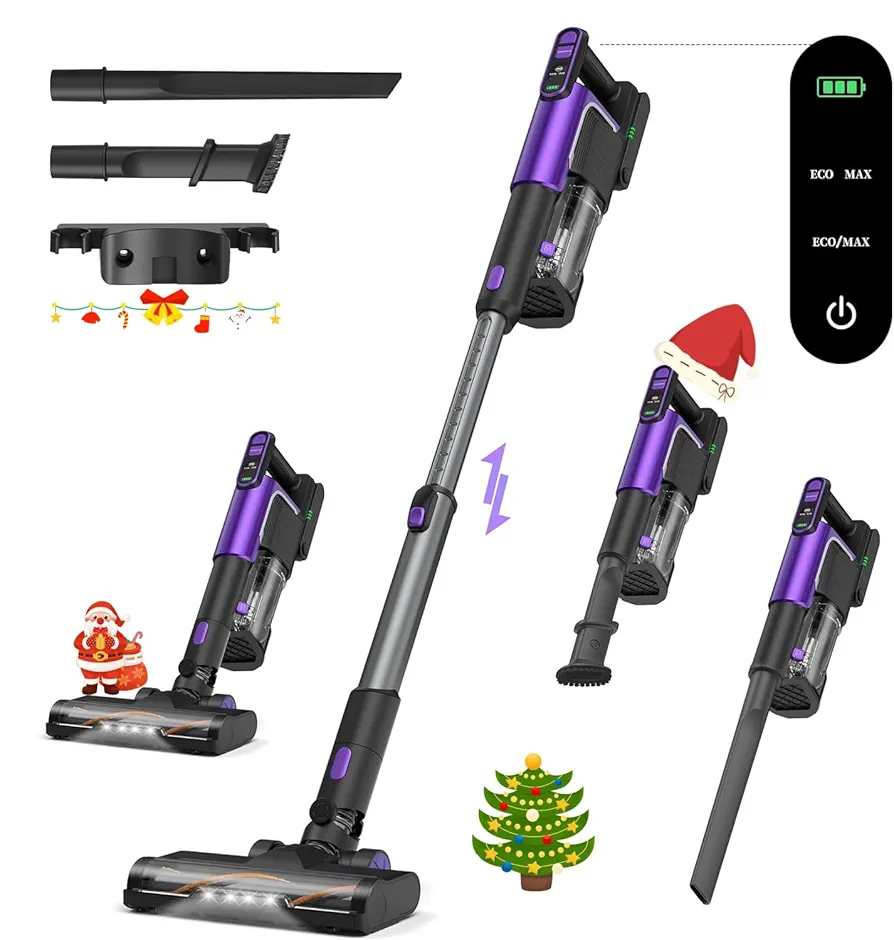 Cordless Vacuum Cleaner, 550w 45kpa Portable Vacuum Cordless, Stick Vacuum with Led Screen, Max 60 Mins, Vacuum Cleaner with Charging Station, for Multiple Floor, Carpet, Pet Hair