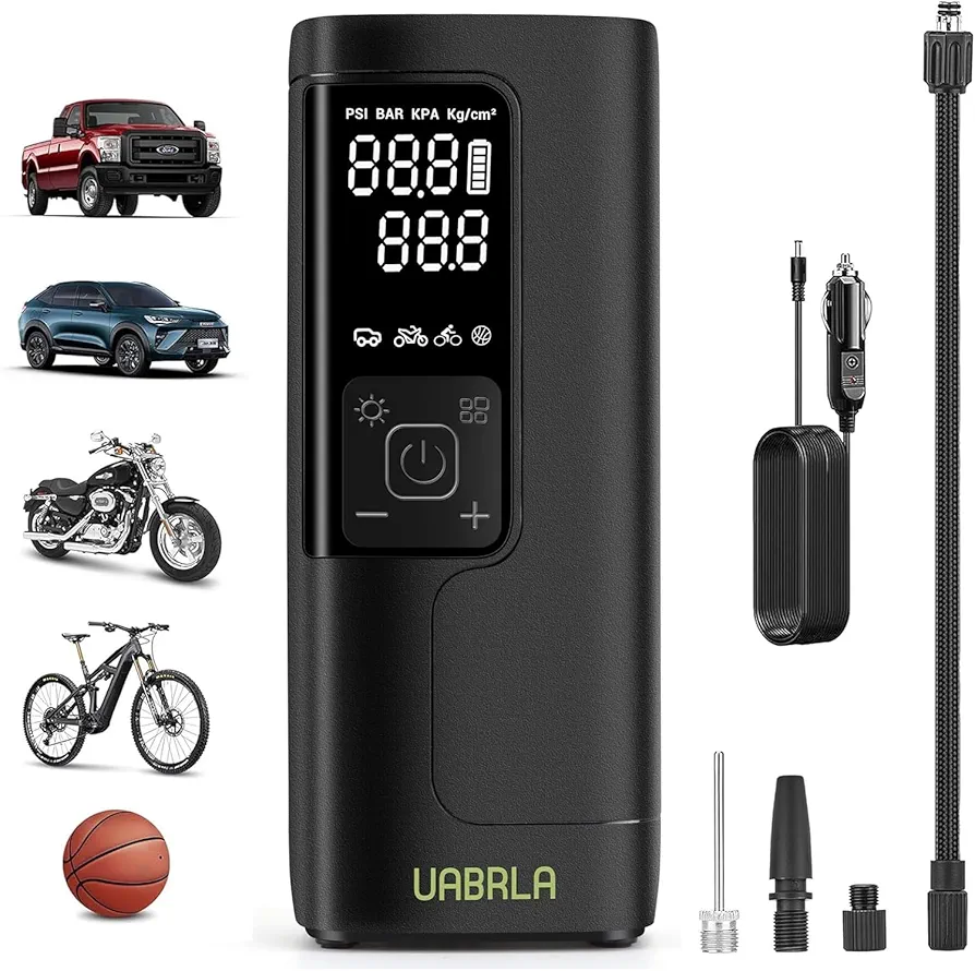 Tire Inflator Portable Air Compressor 20000mAh & 12V DC Air Pump for Car, 3X Faster Cordless Tire Pump for Car, Bicycle, Motorcycle, Ball, with Tire Pressure Gauge (2024 New Upgraded