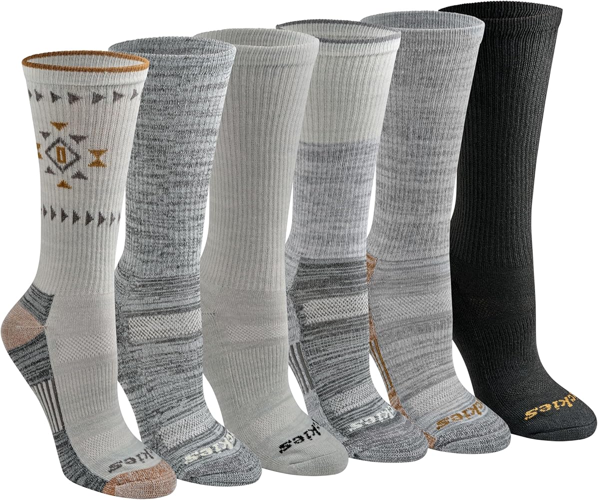 Dickies Women's Dri-tech Fashion Moisture Control Crew Socks, Available in S-XL (5, 6, 12 Pairs)