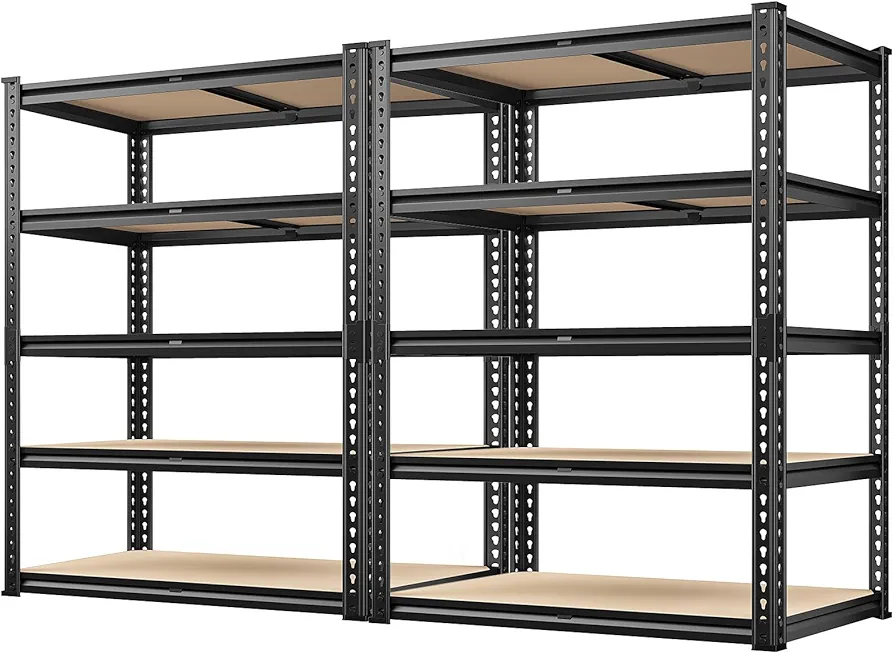 REIBII 72" H Garage Shelving 5 Tier Garage Storage Shelves 2000LBS Metal Storage Shelves Heavy Duty Shelving Storage Shelving Unit for Warehouse Pantry Basement Craft 72''*35.5''*11.8'' 2 Pack