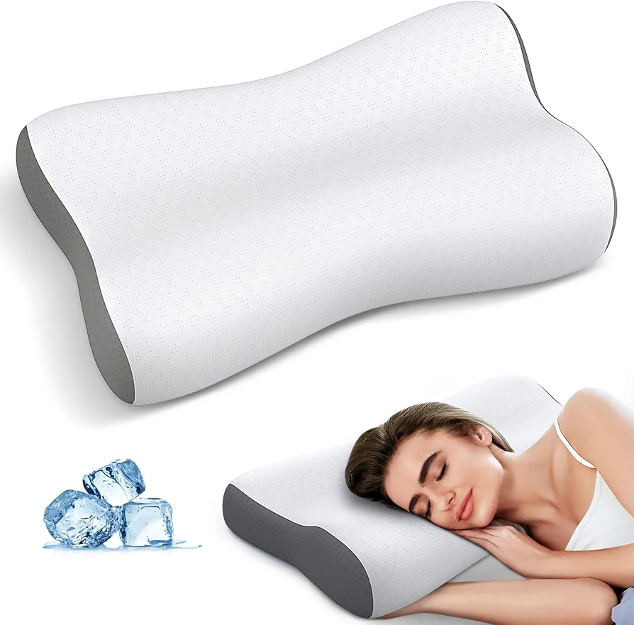 Cervical Neck Pillow Memory Foam Pillows for Neck Pain Relief, Ergonomic Pillow for Shoulder Pain, Contour Pillow for Sleeping, Orthopedic Bed Pillows Neck Support for Side Back Stomach Sleepers