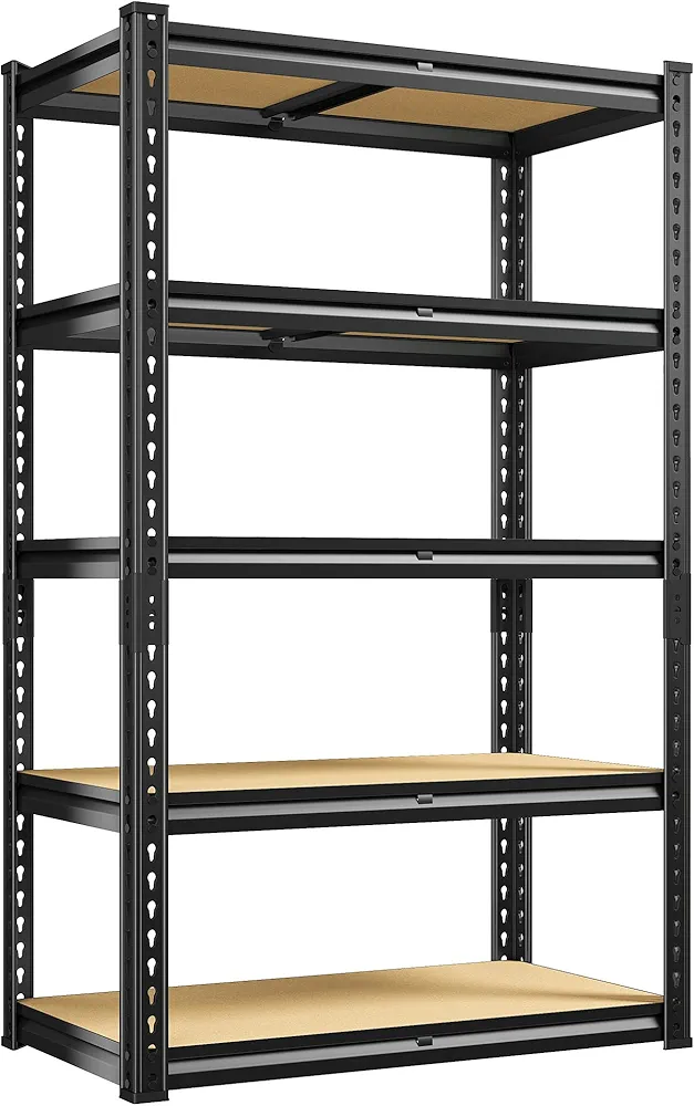 REIBII Storage Shelves 2020LBS Garage Shelving Heavy Duty 5-Tier Metal Shelving Units for Storage Adjustable Utility Shelf Rack for Kitchen Warehouse Basement 28" W x 12" D x 59.8" H, Black