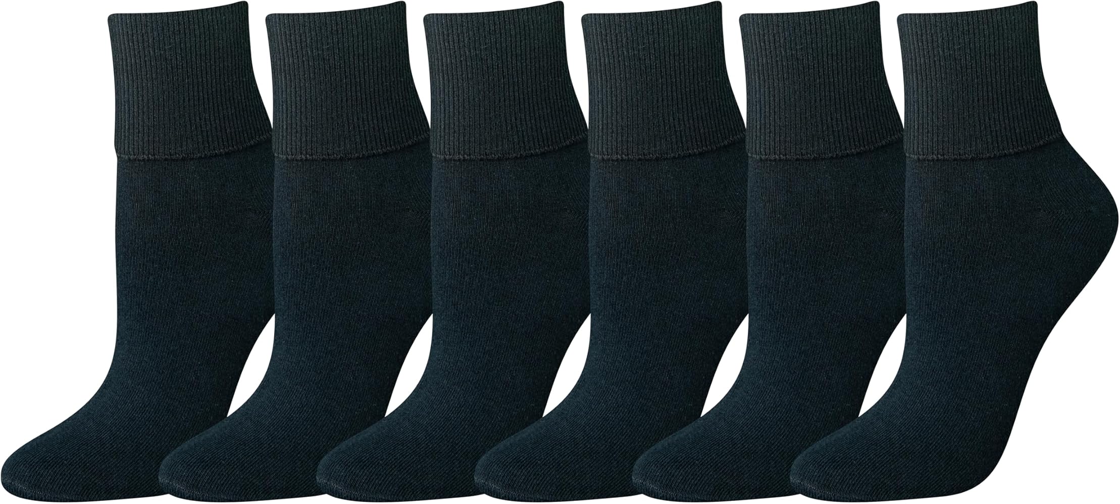 Amazon Essentials Women's Lightweight Turn Cuff Socks, 6 Pairs