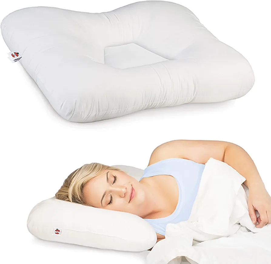 Core Products Tri-Core Gentle-Cervical Support Pillow for Neck, Shoulder, and Back Pain Relief - Ergonomic Orthopedic Contour - for Back and Side Sleepers - Assembled in The USA - Gentle, Midsize