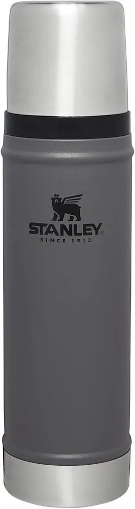 Stanley Classic Vacuum Insulated Wide Mouth Bottle - Charcoal - BPA-Free 18/8 Stainless Steel Thermos for Cold & Hot Beverages - 20 oz