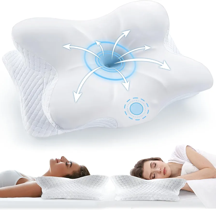 Cervical Neck Pillow for Pain Relief Sleeping, Neck Support Pillows for Sleeping with Pillowcase, Ergonomic Memory Foam Pillows, Contour Orthopedic Pillow for Side Back Stomach Sleeper