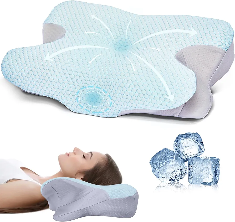 Cervical Pillows Memory Foam Pillow - Neck Pillows for Pain Relief Sleeping - Ergonomic Contour Bed Pillow for Side, Back & Stomach Sleepers