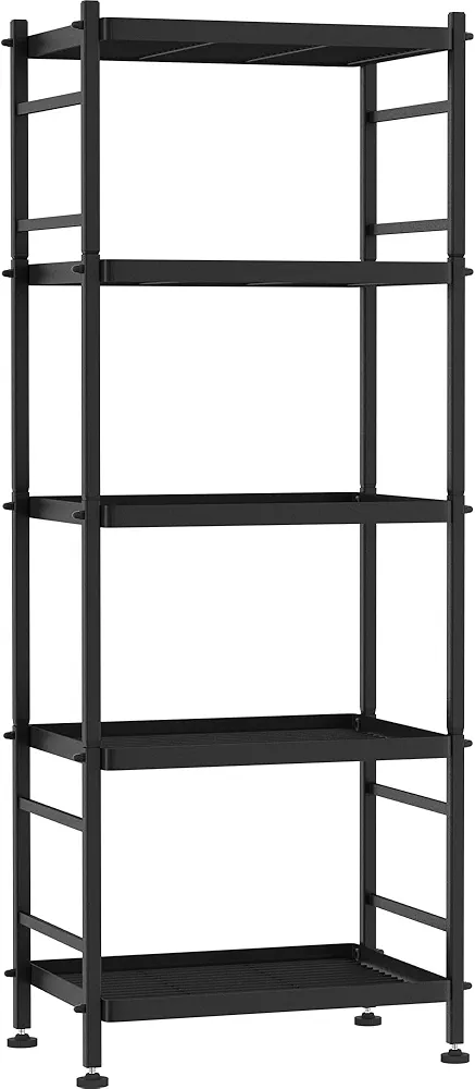 5-Wire Shelving Metal Storage Rack Shelves, Standing Storage Shelf Units for Laundry Bathroom Kitchen Pantry Closet(Black)