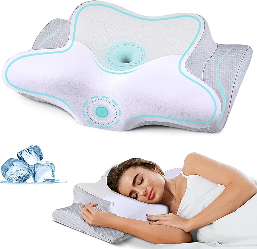 Cervical Pillow for Neck Pain Relief, Contour Memory Foam Pillows for Sleeping Cooling Neck Support Pillow Odorless Ergonomic Pillow Orthopedic Bed Pillow for Side Back Stomach Sleepers