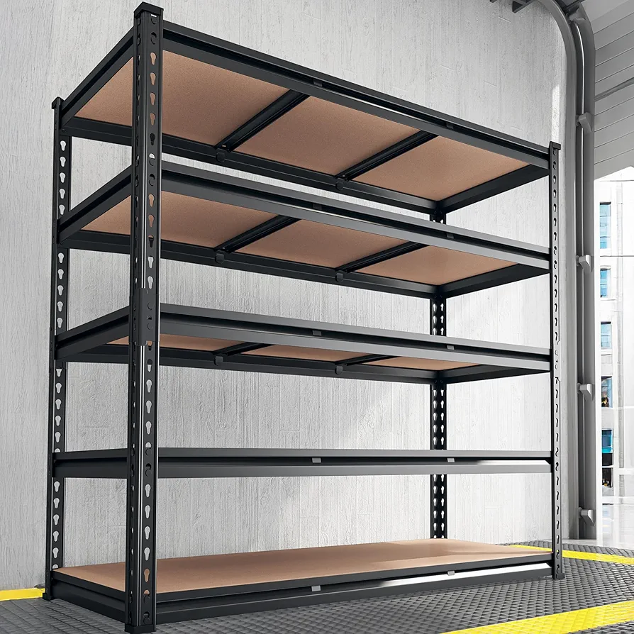 REIBII Garage Shelving 48.2''W Heavy Duty Storage Shelves 3000LBS Heavy Duty Shelving 72''H Adjustable Metal Shelves for Garage Storage Rack Industrial Shelf Utility Rack, 48.2''W X72''H X 24''D