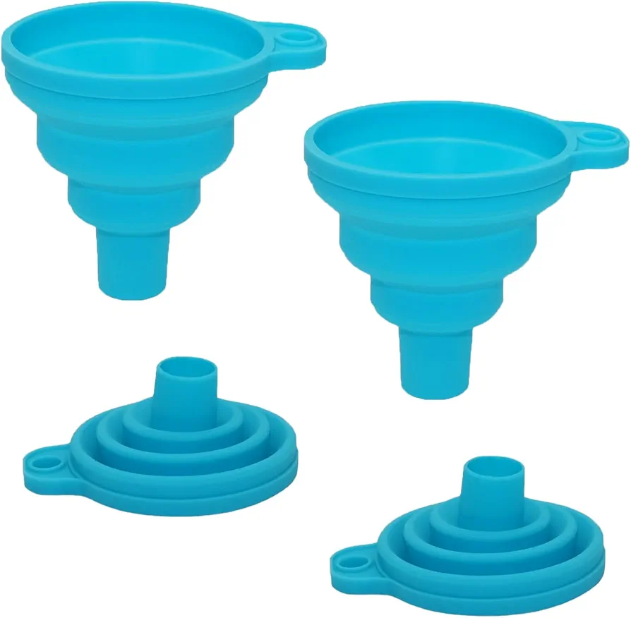 Funnels for Filling Bottles Set of 2, Food Grade Silicone Funnel for Kitchen Use. Small Collapsible Funnel Bottle Funnel for Water Liquid Protein Powder Transfer.