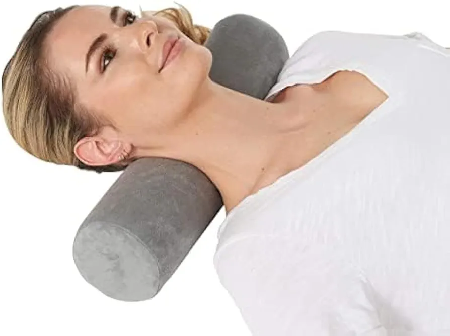 AllSett Health Cervical Neck Roll Memory Foam Pillow, Bolster Pillow, Round Neck Pillows Support for Sleeping | Bolster Pillow for Bed, Legs, Back and Yoga