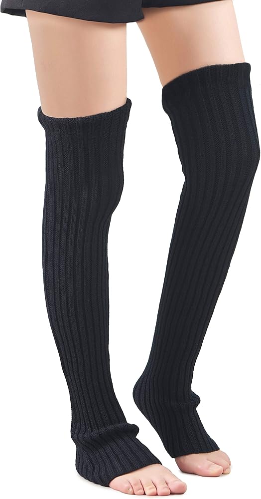 Leotruny Women's Winter Over Knee High Footless Socks Knit Leg Warmers