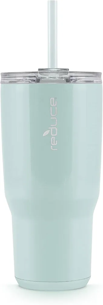 REDUCE Cold1 34 oz Tumbler with Lid and Straw- Vacuum Insulated Stainless Steel Water Bottle for Home, Office or Car; Reusable Cup with Leakproof Flip Lid, Keeps Drinks Ice Cold All Day- Sea Glass