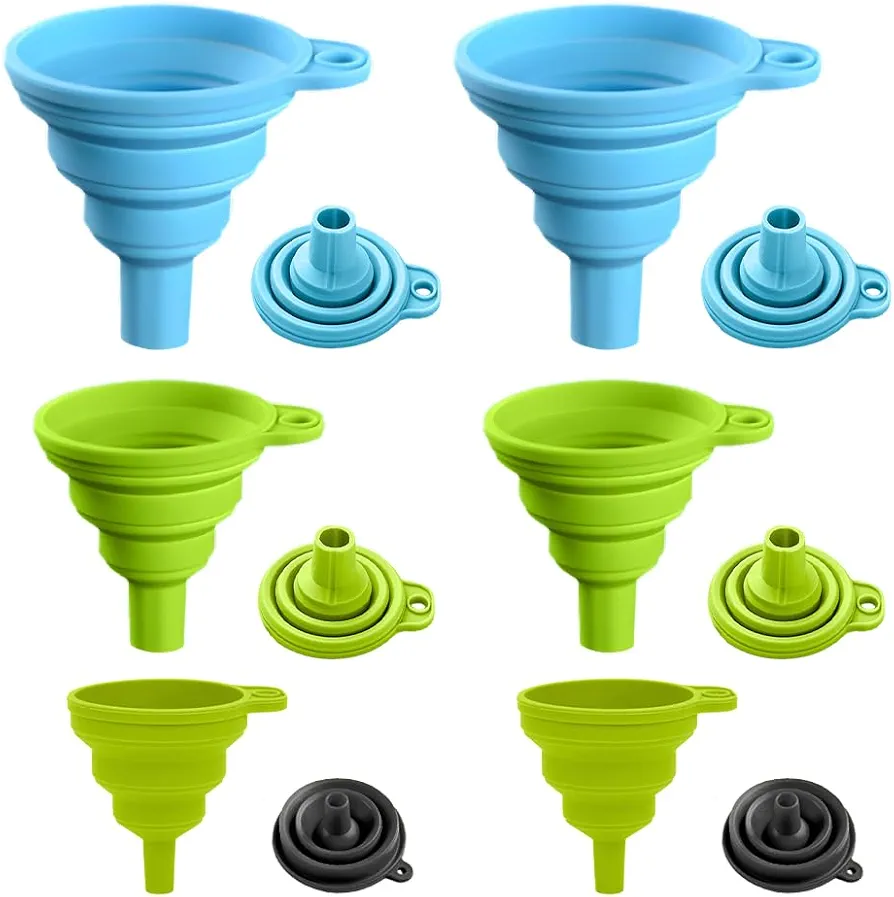 Kitchen Funnel Set, 2025 New Food Grade Silicone Collapsible Funnel Funnels for Kitchen Use Filling Bottles, Food Funnel for Filling Bottles and Water or Powder Transfer 3 Sizes (Color C)