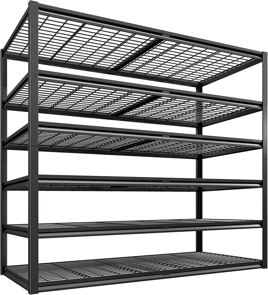 REIBII 3500LBS Garage Shelving Storage Shelves Heavy Duty Shelving, 55"W x26"D x84"H Metal Shelves with 6 Tier Adjustable Shelving Units and Storage Rack for Warehouse Commercial Pantry Garage Shelves