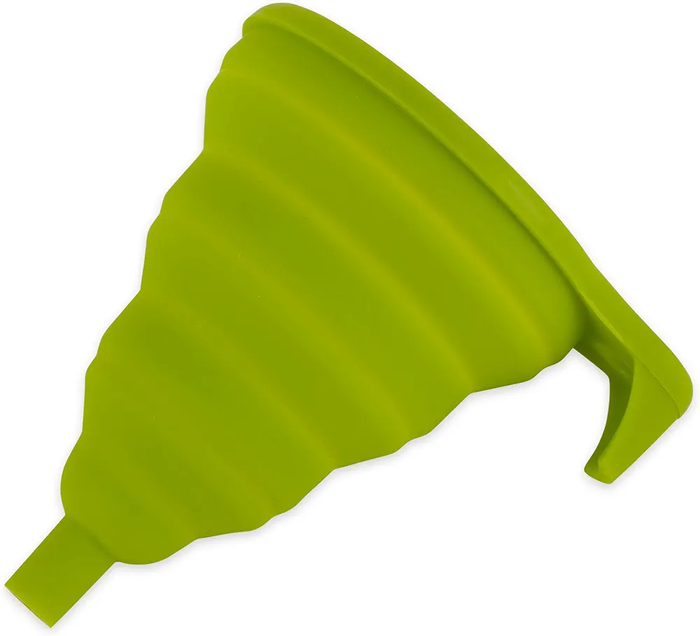 RSVP International Silicone Funnel Collapsible, Dishwasher Safe, 5.25x4.25x5.75" Fully Extended, Green