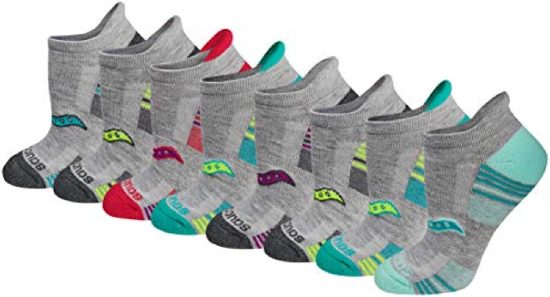 Saucony Women's RunDry Performance Heel Tab Athletic Socks, Available in S-L (8, 16, 24 Pairs)