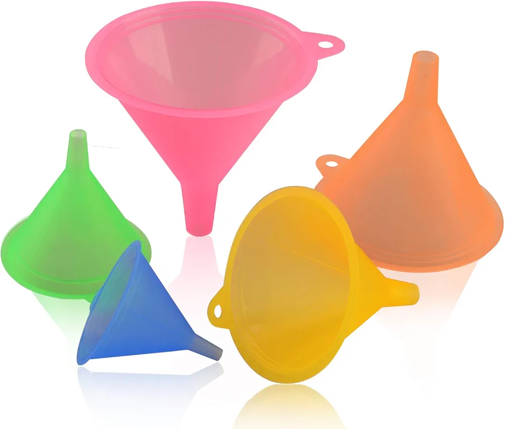 Plastic Funnel Set Funnels, Multipurpose Funnels Wide Mouth Funnel, Rainbow Colours Kitchen Funnel Set Suitable for a Variety of Bottles, Cans(5Pcs, Various Sizes)