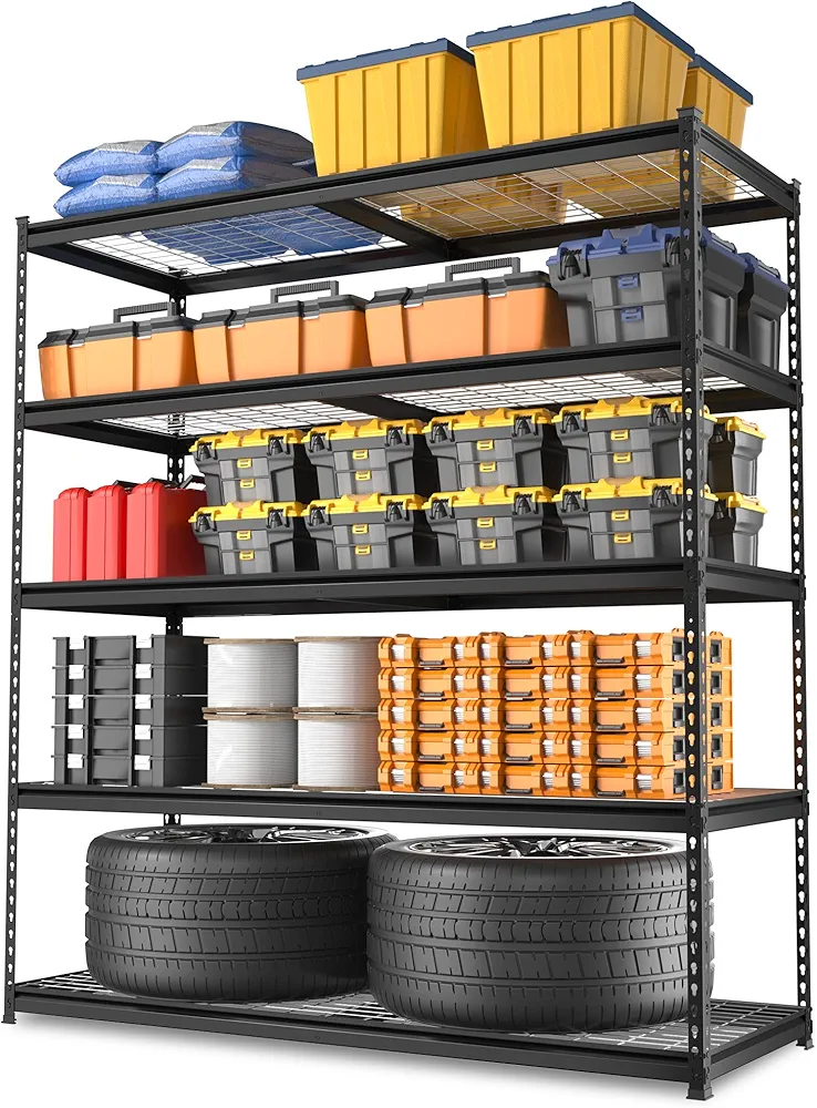 WORKPRO 5-Tier Heavy Duty Metal Shelving Unit, 48”W x 24”D x 72”H, Adjustable Storage Rack, 4000 lbs Total Load Capacity, Ideal for Garage, Basement, Warehouse, Workshop