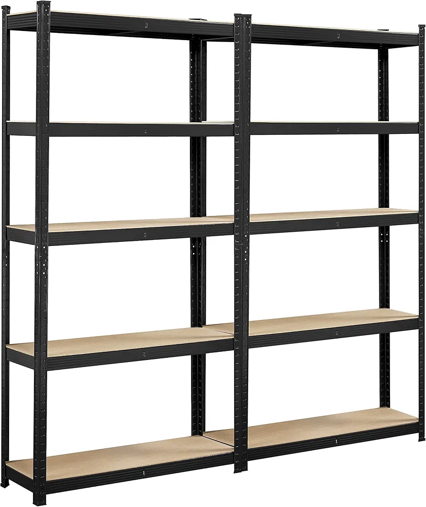 Topeakmart 2PCS Storage Shelves 5 Tier Adjustable Metal Shelving Unit Utility Shelves Garage Storage Racks for Warehouse Garage Pantry Kitchen- Black, 35.5 x 12 x 71 Inch