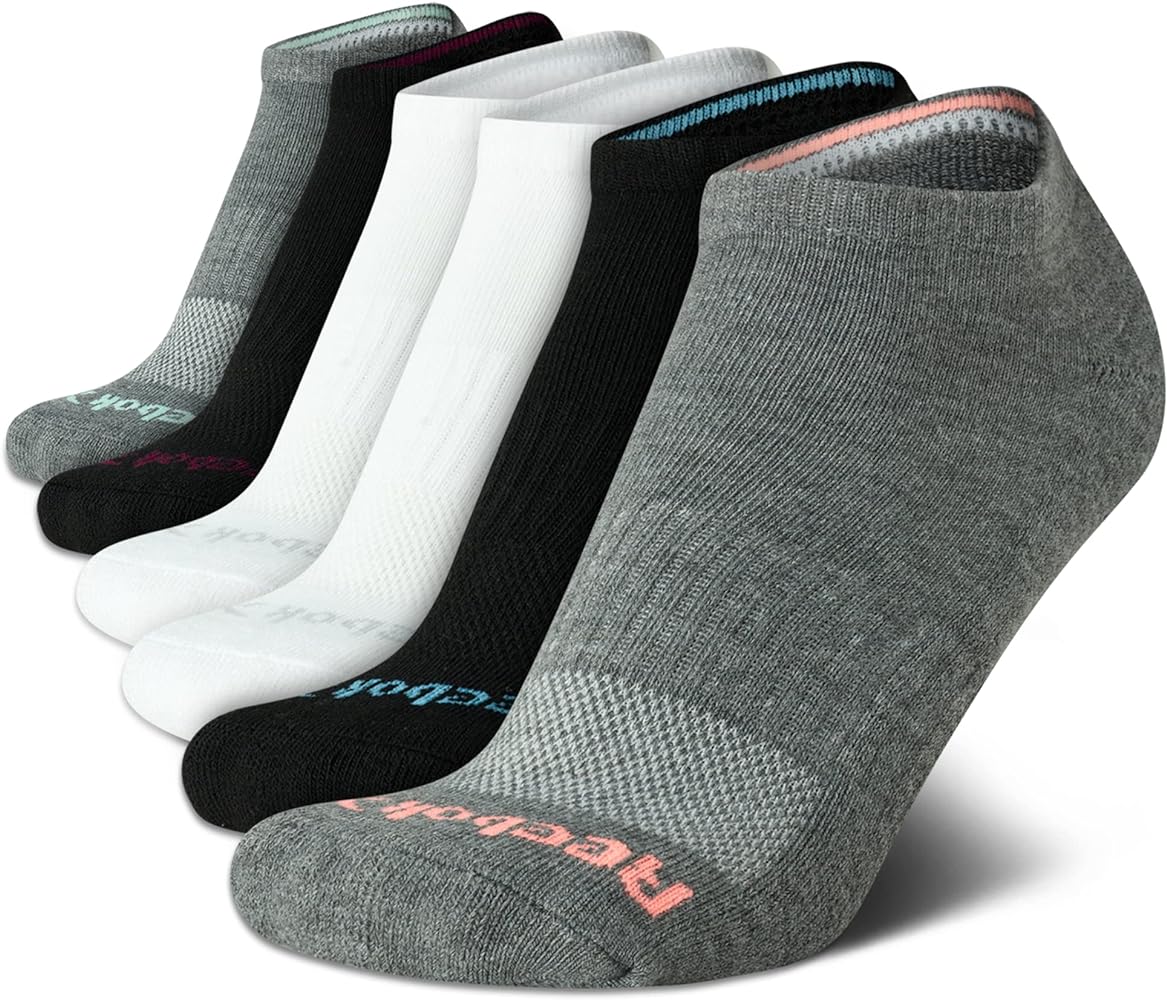 Reebok Women's Low Cut Socks - 6 Pack Soft Cushioned Athletic No Show Socks - Breathable Sports Socks for Women (Size: 4-10)