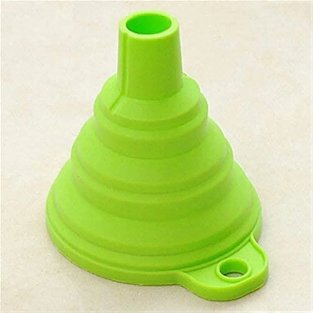 Silicone Foldable Funnel for Water Bottle Liquid Transfer Collapsible Funnel Kitchen Tool, Green