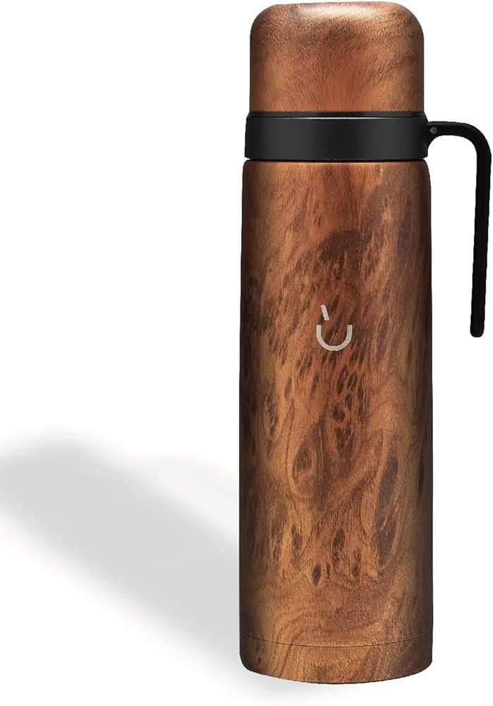 BALIBETOV thermos for mate - Vacuum Insulated With Double Stainless Steel Wall - BPA Free - A Thermo Specially Designed for Use With Mate Cup or Mate Gourd (Wood, 32 OZ)