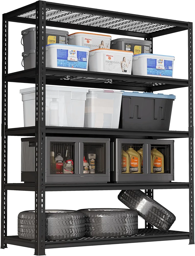 FLEXIMOUNTS Garage Shelving, Storage Racks and Shelving, Basement Storage Shelves, Garage Storage Shelves, 5-Tier Metal Shelf, 48" W x 24" D x 72" H