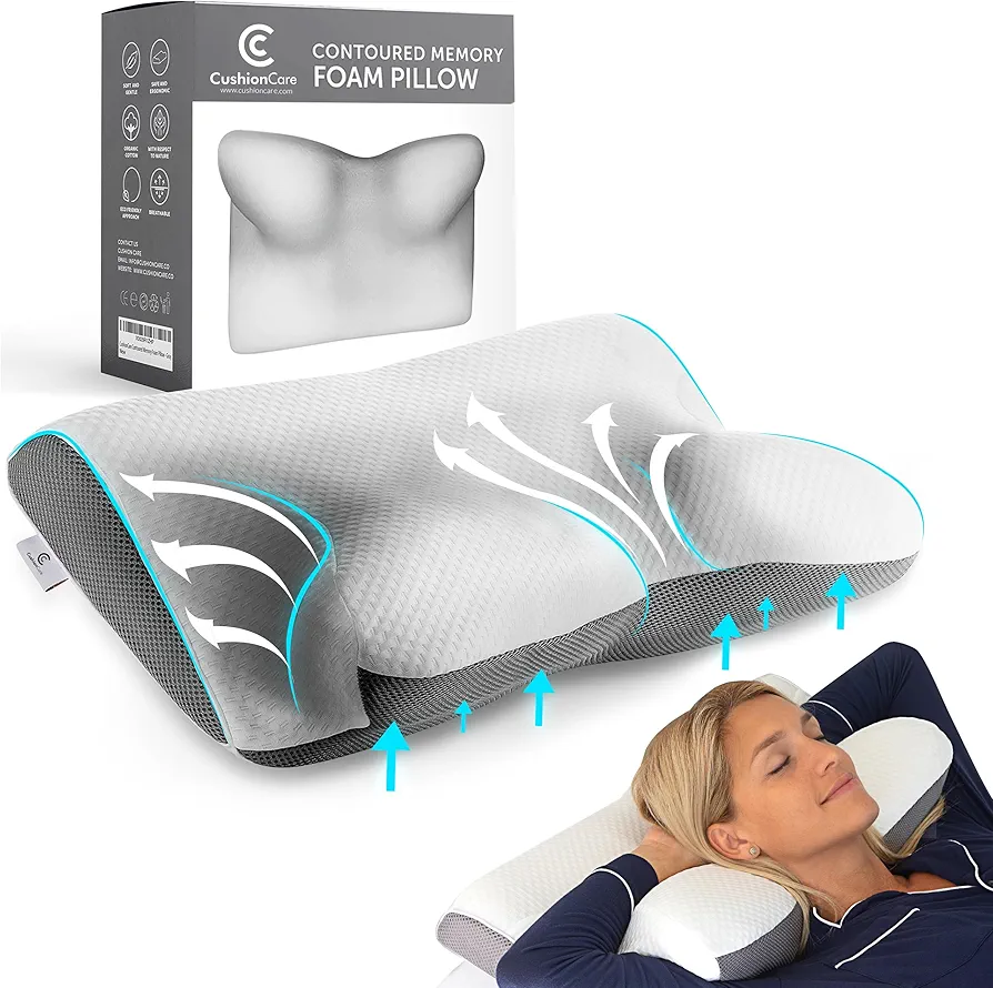 Cervical Memory Foam Pillow for Neck and Shoulder Pain Relief – Ergonomic, Orthopedic Contour Pillow for Side, Back, Stomach Sleepers And Sleeping Support - Free Sleeping Mask