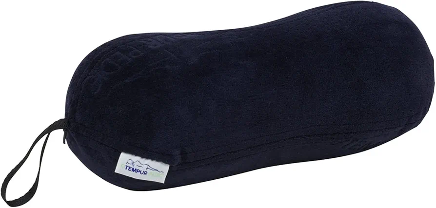 Tempur-Pedic All-Purpose Memory Foam Travel Pillow, Peanut-Shaped Lumbar Pillow for Neck and Back Pressure Relief, Navy