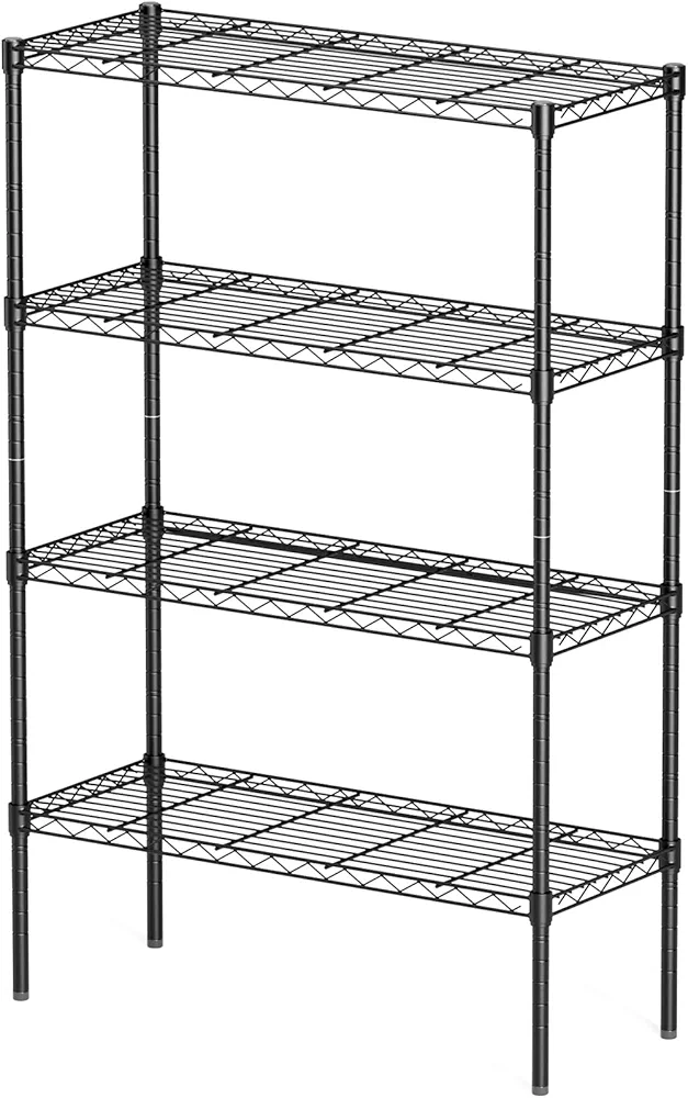 4 Tier Shelf Wire Shelving Storage Shelves Storage Rack, Adjustable Standing Shelf Units, Garage Shelving for Kitchen Warehouse Laundry Bathroom Pantry,35”W x 14”D x 54”H,Black