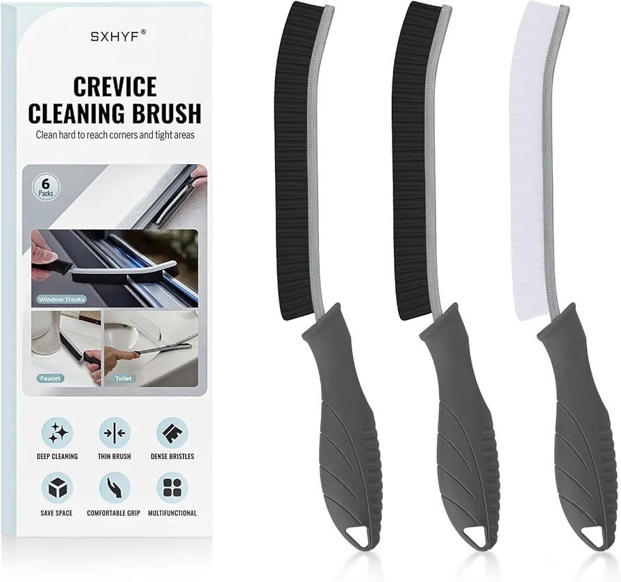 SXhyf Cleaning Brush - Hard Bristle Crevice Cleaning Brush, Multifunctional Gap Scrub Brush, Home Essentials, Bathroom Cleaner Tools for Household Use, Kitchen, Window, Faucets, Toilet, Grout, Car