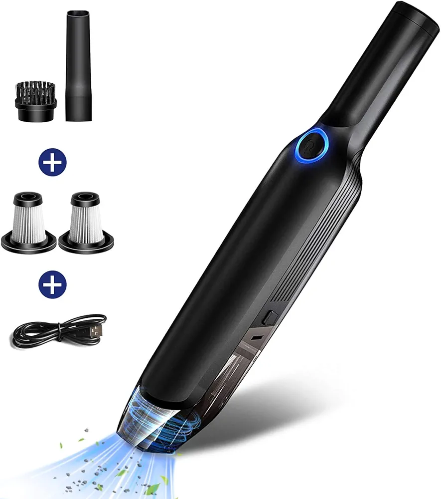 LAOPAO Portable Car Vacuum Cleaner High Power 9Kpa Hand Vacuum Cordless Rechargeable Handheld Vacuum 3x2000mAh Li-ion Battery Quick Charge Mini Vacuum for Home/Car/Pet Hair Cleaning Car Seat Cleaner