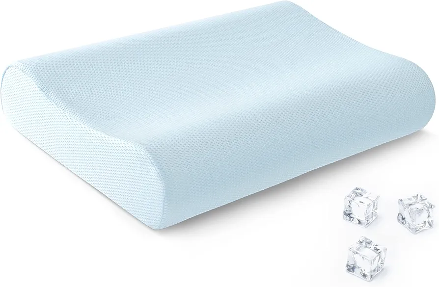 AM AEROMAX Cooling Contour Memory Foam Pillow, Cervical Pillow for Neck Pain Relief, Neck Orthopedic Sleeping Pillows for Side, Back and Stomach Sleepers.