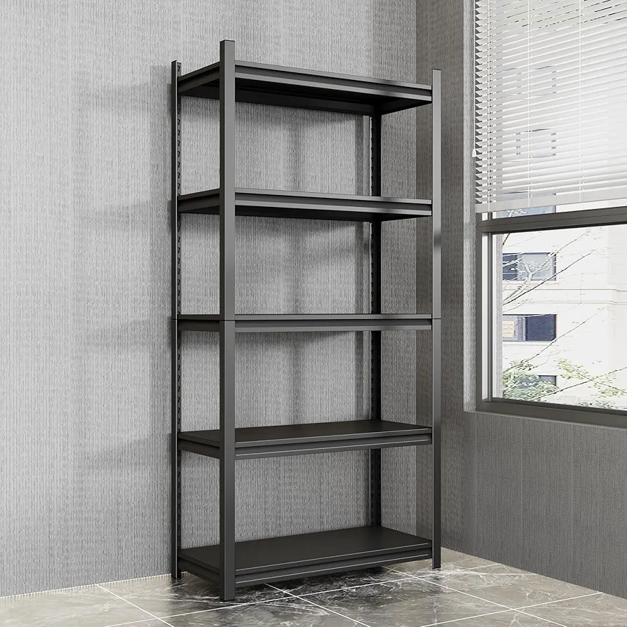 Metal Garage Shelving, Adjustable 5-Tier Heavy Duty Shelving, 2800 LBS Garage Shelving Unit and Storage，Garage Storage Shelves for Basement,Warehouse，Kitchen (15.7" D*35.5" W*72" H)