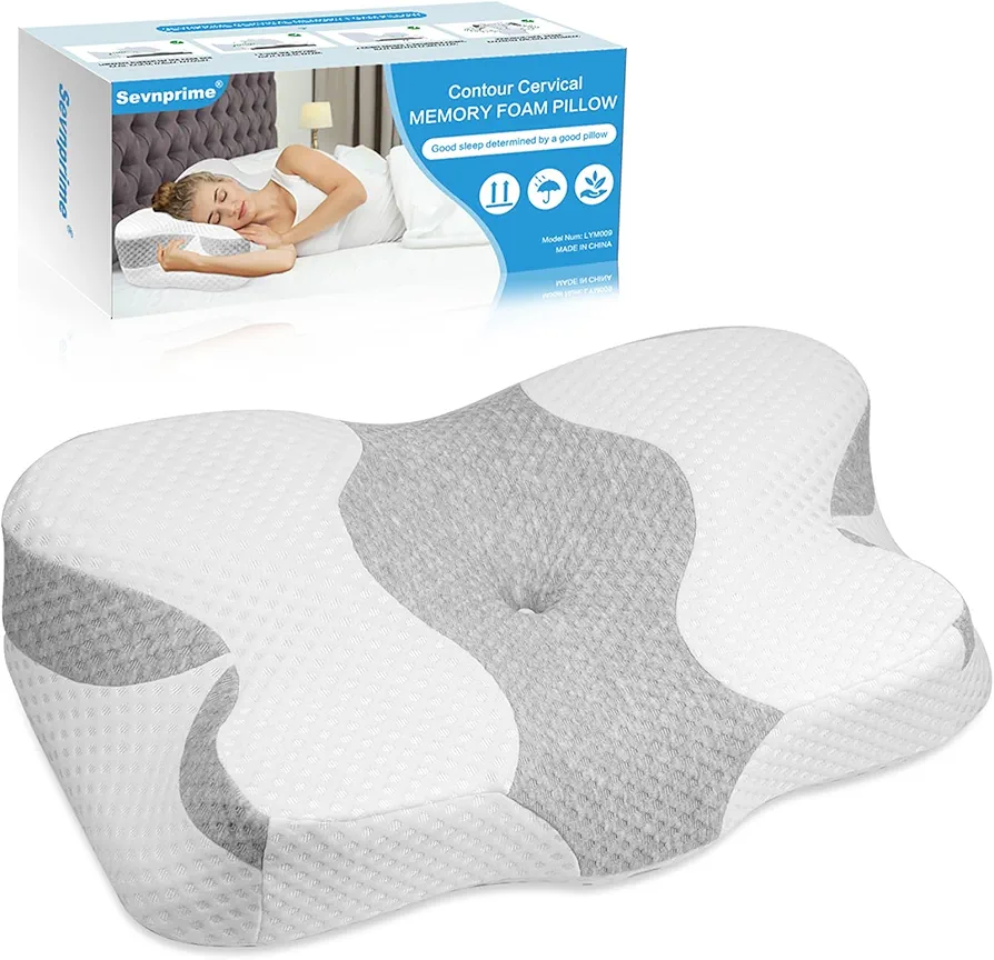 Hollow Design Memory Foam Cervical Pillow, Adjustable for Orthodontic Use, Suitable for Side, Back, and Stomach Sleepers with Ergonomic Neck Support, Equipped with A Breathable Pillowcase