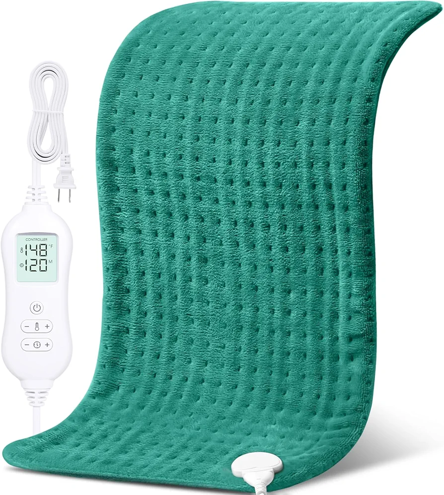 NOWWISH Heating Pad for Back Pain & Cramps Relief, Moist Heat Pad for Neck & Shoulder, Auto Shut Off, Machine Washable, Christmas Gifts for Women, 17"x33" Green